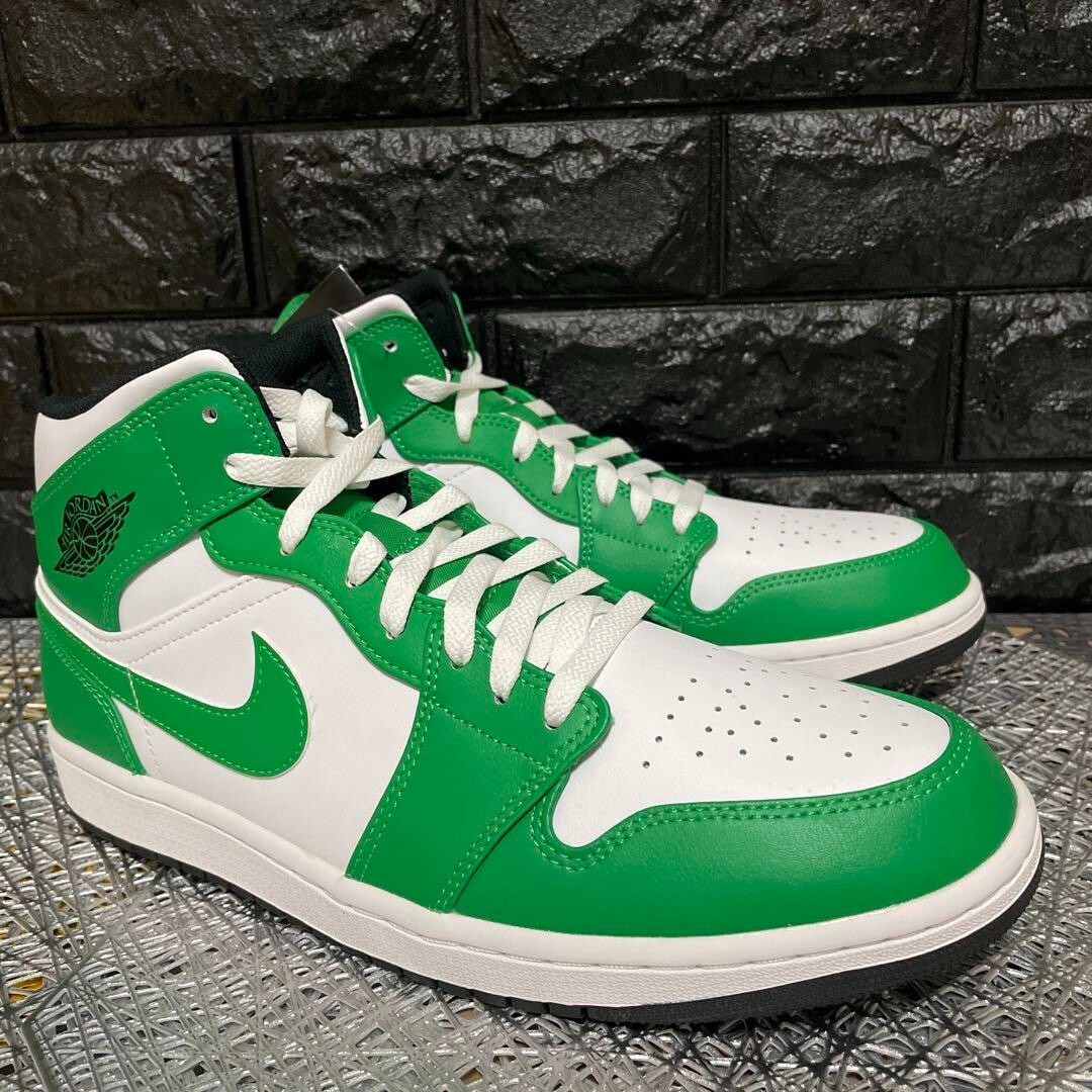 Nike Sneakers Shoes Air Jordan 1 Mid Lucky Green White Men's