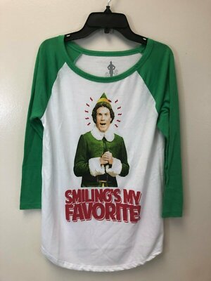 Ripple Junction Elf Movie 'Smiling's My Favorite' 3/4 Sleeve Top, Size XS, EUC