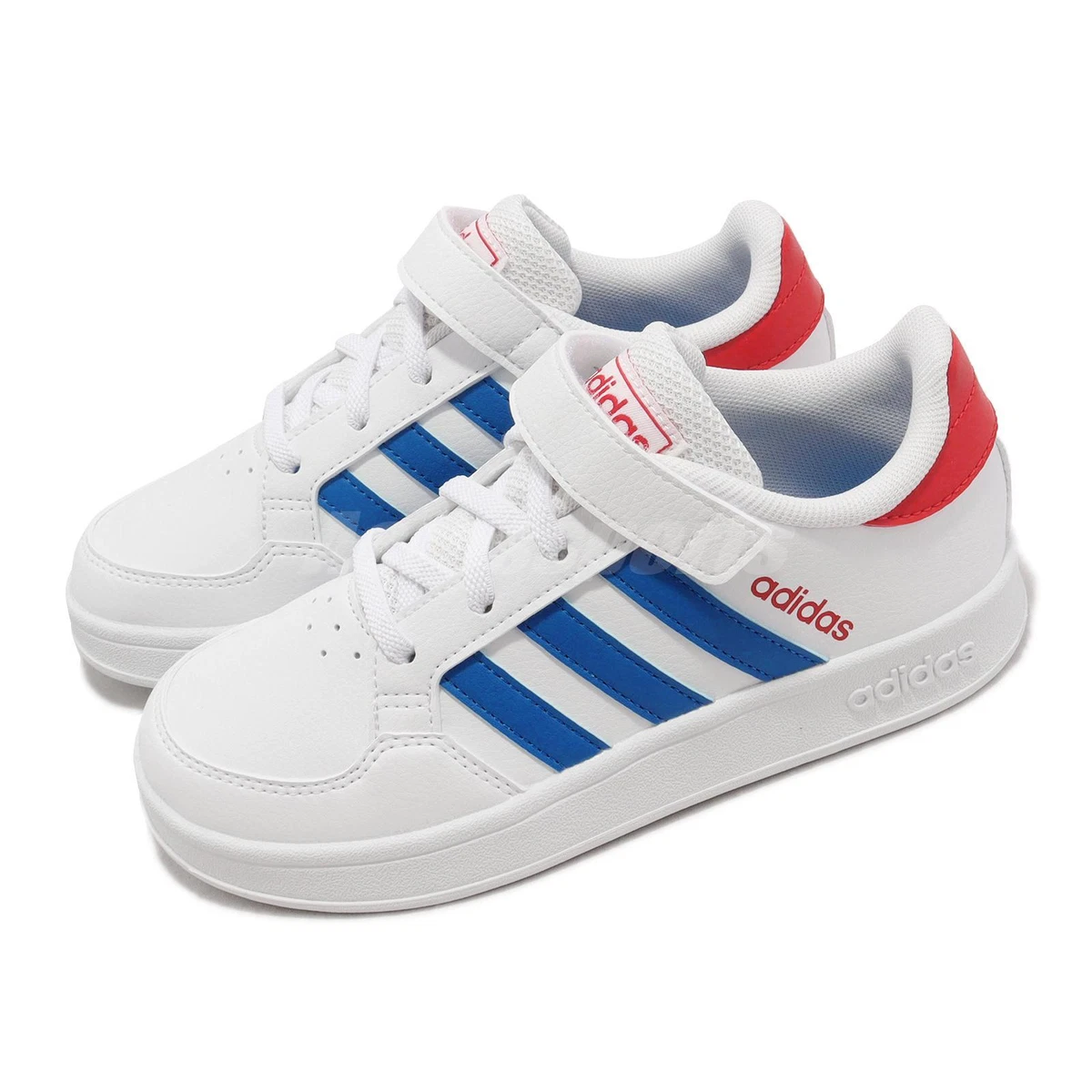 Énfasis Discriminación Manual adidas Breaknet EL C White Blue Red Strap Kids Preschool Casual Shoes  GW2899 | eBay