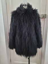 Save The Duck Italian Black Faux Fur Coat Size 1 It 42 Uk 10 Rare