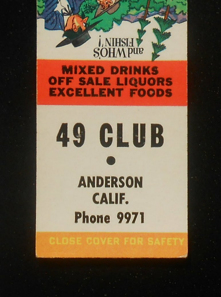 1950s 49 Club Mixed Drinks Off Sale Liquors Foods Phone 9971 Anderson