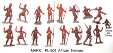 Reissue Marx jungle 16 playset African natives browns 13 blue accessories