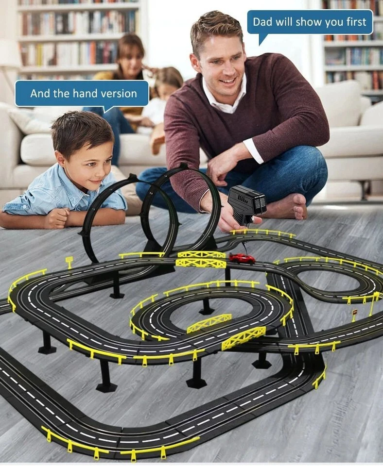 Electric Cars Racing Track Rail Car Double Remote Control Toy Circuit Railway Us - Image 2 of 4