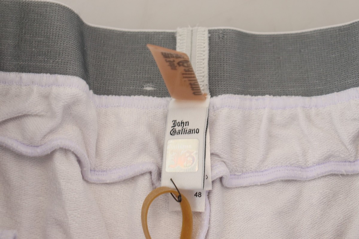JOHN GALLIANO Pants White Cotton Logo Mens Jogger Trousers