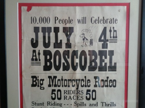 Early Motorcycle Poster, Boscobel WI, 4th Of July Rodeo, Stunts, 1930's - Picture 2 of 11