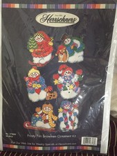 New Christmas Herrschners Snowmen Ornaments Kit Cross Stitch Free Shipping