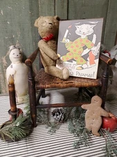 PRIMITIVE VICTORIAN VINTAGE DECO RETRO CHRISTMAS CATS PAJAMAS CANDLE SIGN
