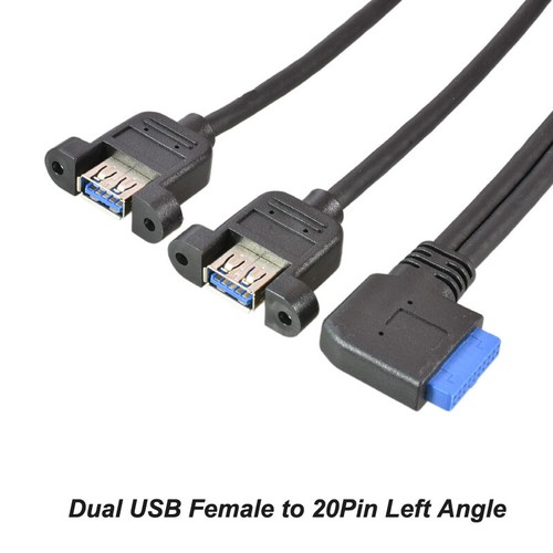 Dual 2 Ports USB-A 3.0 Female to Motherboard 20 Pin Female Header Cable 30cm - Picture 22 of 23