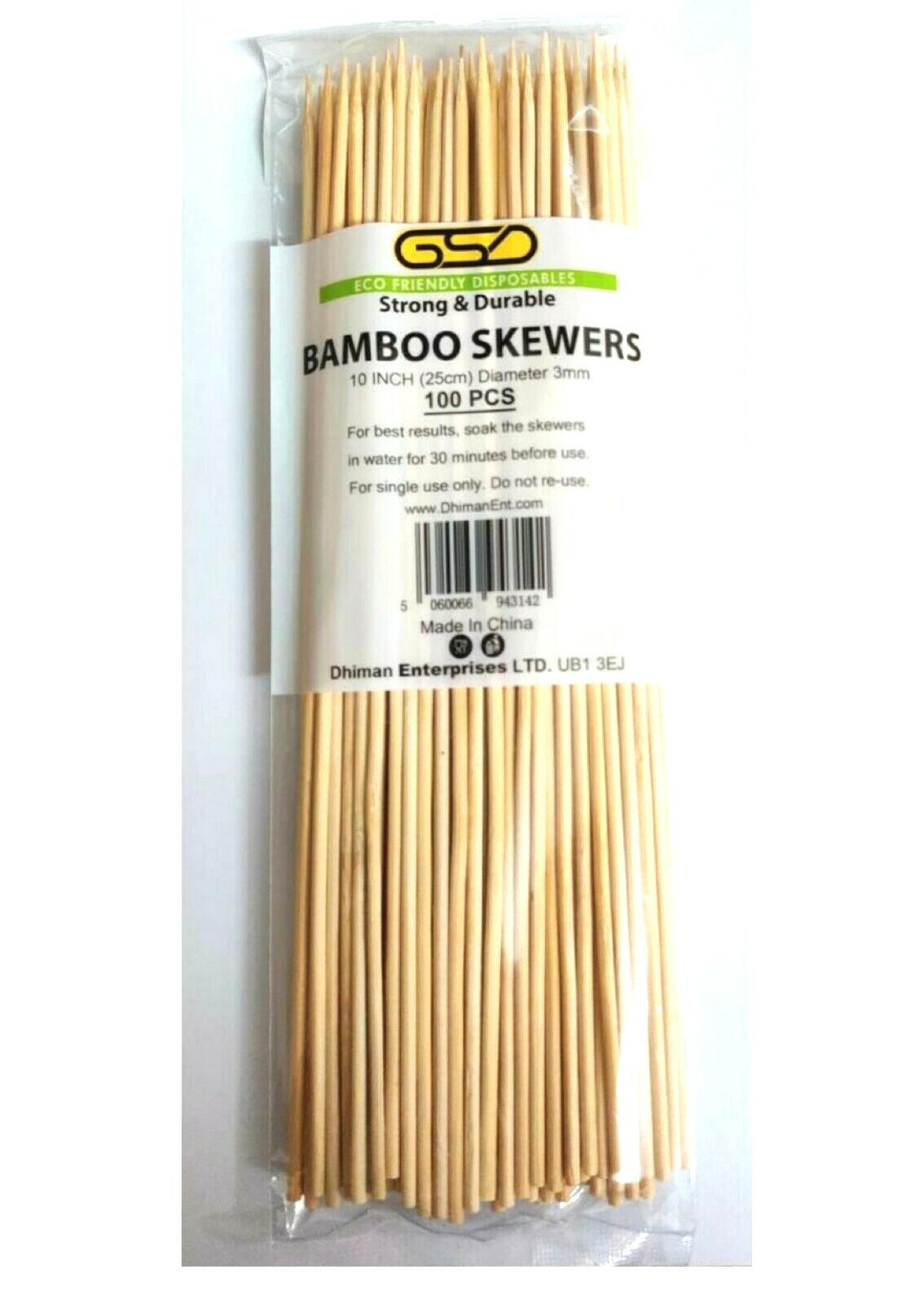 100 x 25cm Bamboo Barbecue Sticks Skewers BBQ Party Grill Kebab Fruit Fondue