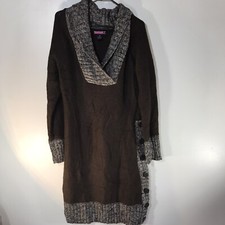 Say What Brown/Wht Cable Knit Sweater Dress W-Button Detail Womens Size 2X Midi 