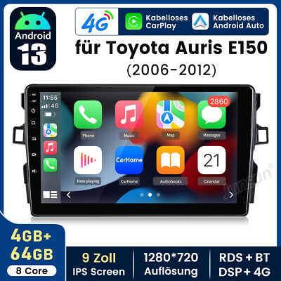9'' Android 13 Car Radio GPS Sat Nav WIFI BT 64GB For Toyota Auris E150 2006-2012