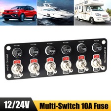 12/24V 6 Gang Toggle Rocker Switch Panel for Car Boat Marine RV Truck w 10A Fuse