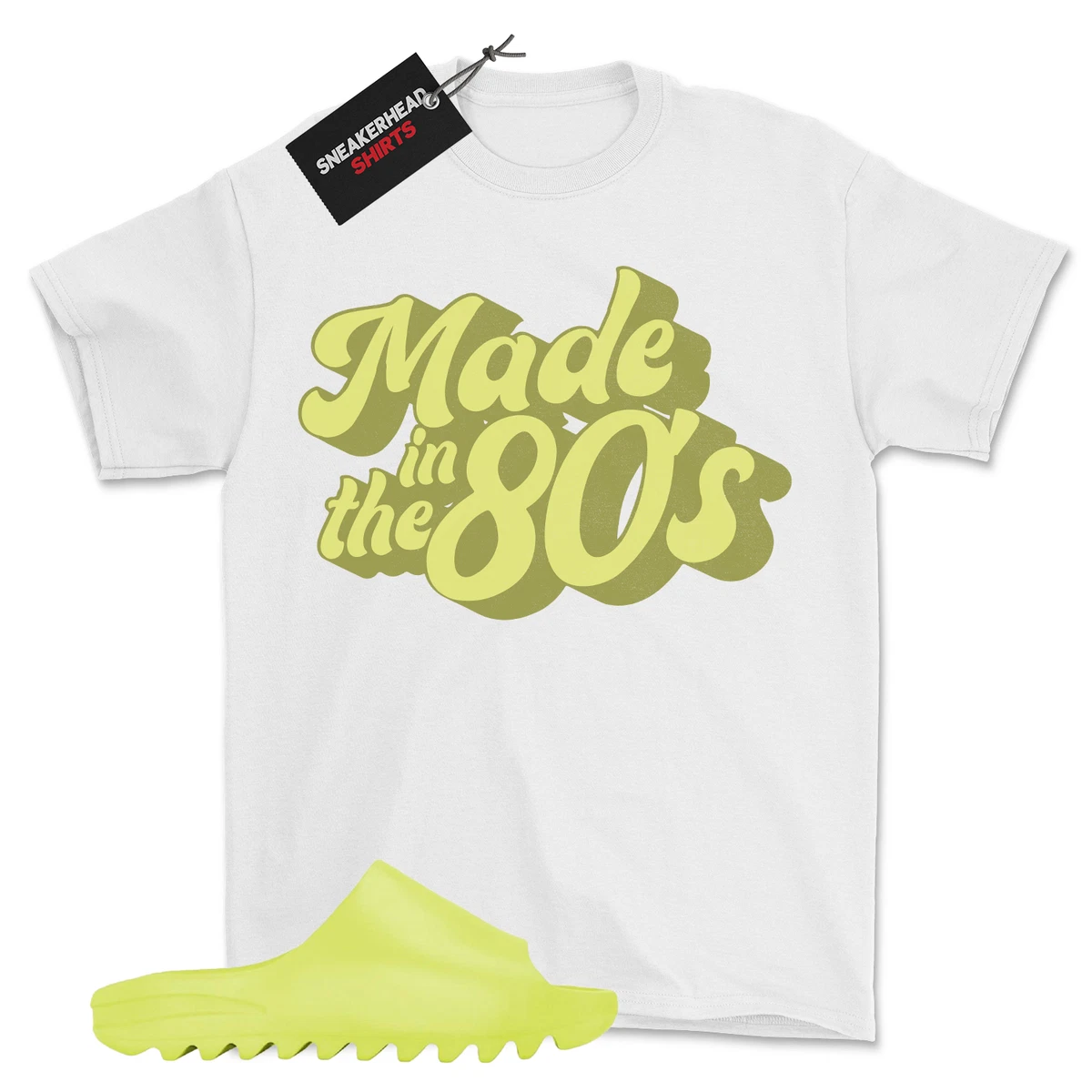 Shirt for Yeezy Slide Glow Green 2022 HQ6447 80 s