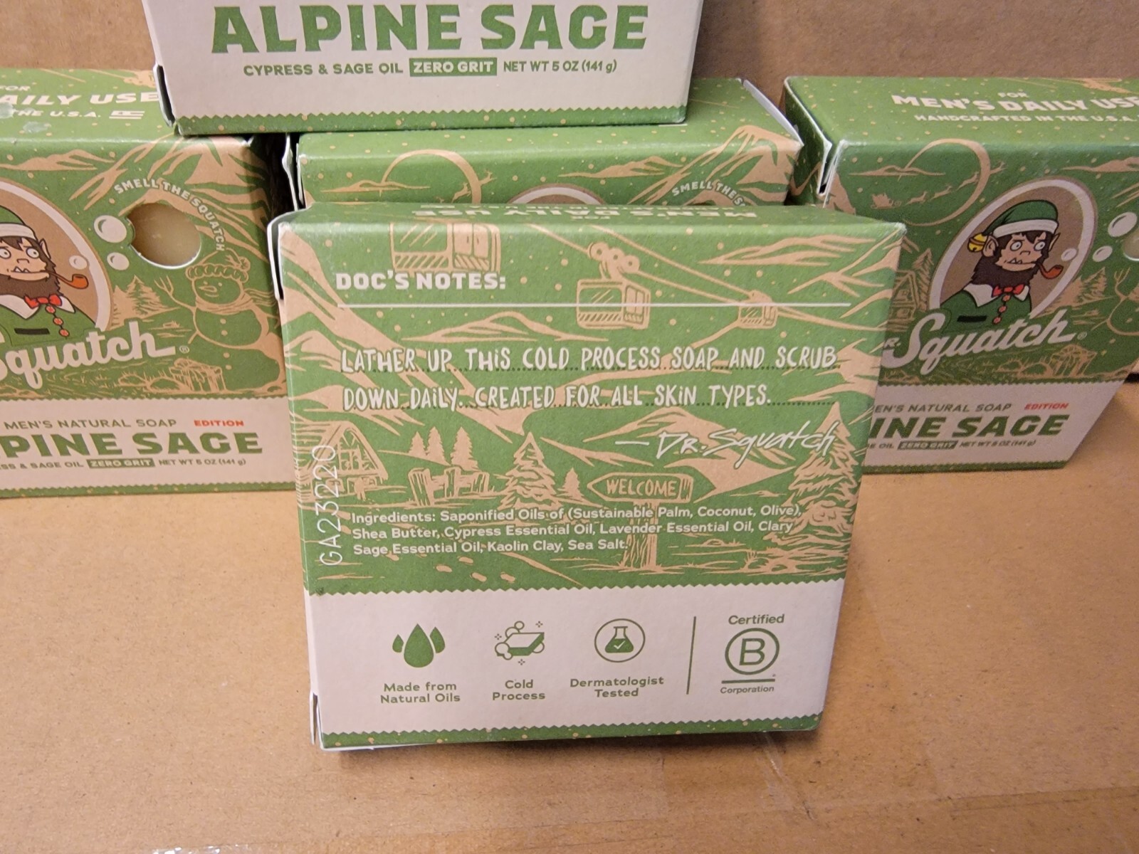 Lot Of 5 Bars - DR. Squatch Alpine Sage Limited Edition Zero Grit  Soap 5oz NEW