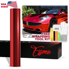ESSMO PET Super Chrome Red Stretch Car Vehicle Vinyl Wrap Decal Sticker Sheet