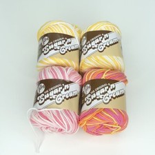 Lily Sugar'n Cream Yarn 100 Cotton Daisy Ombre Strawberry Playtime Lot Of 4