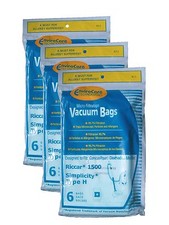 18 Riccar Simplicity Type H Vacuum Bags, Canister Vacuum Cleaners, S13L, S14C...
