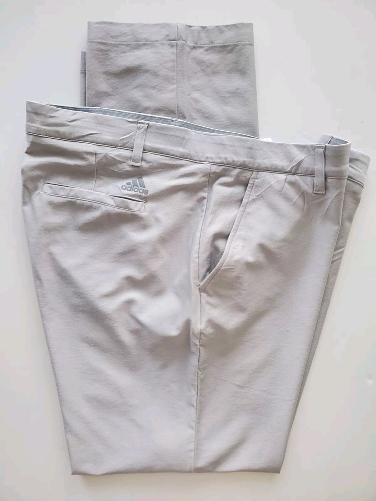 Adidas Men's Lightweight Stretch Performance Pants in Light Gray Size 36x30 Flat Front
