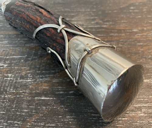 Genuine Large 1800’s Stag Elk Antler Horn & Silver Handle Material Knife Making - Picture 16 of 24