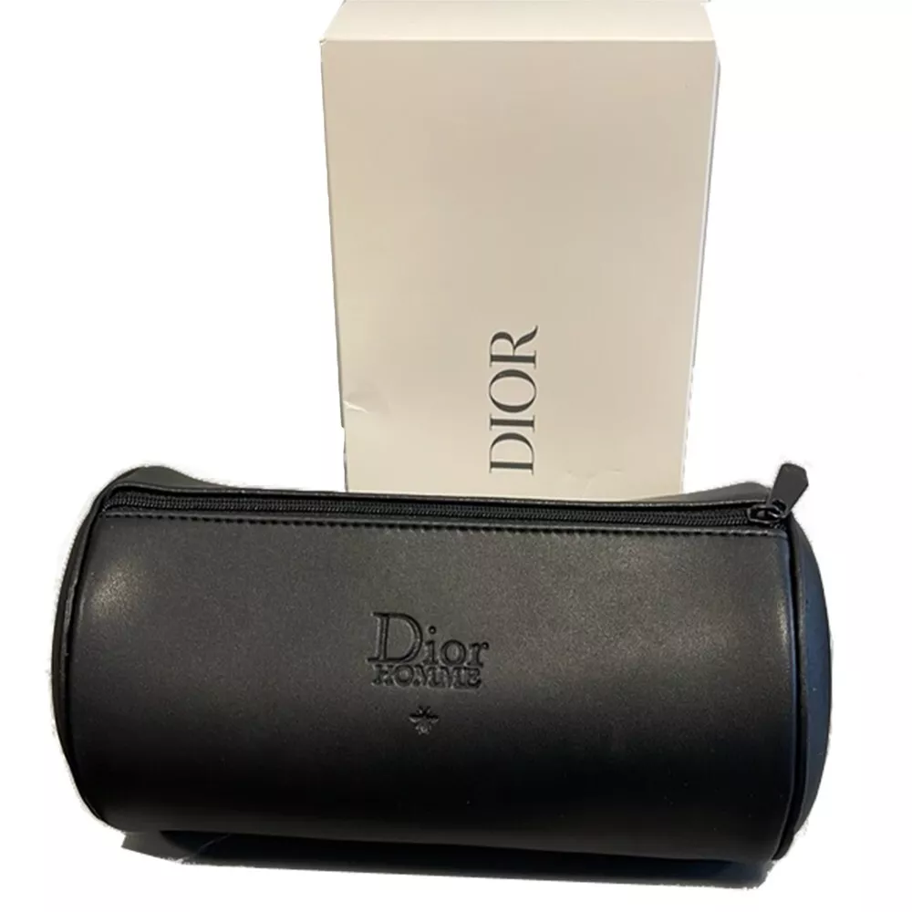 Christian Dior Black Cylinder Toiletry Bag Dopp Kit