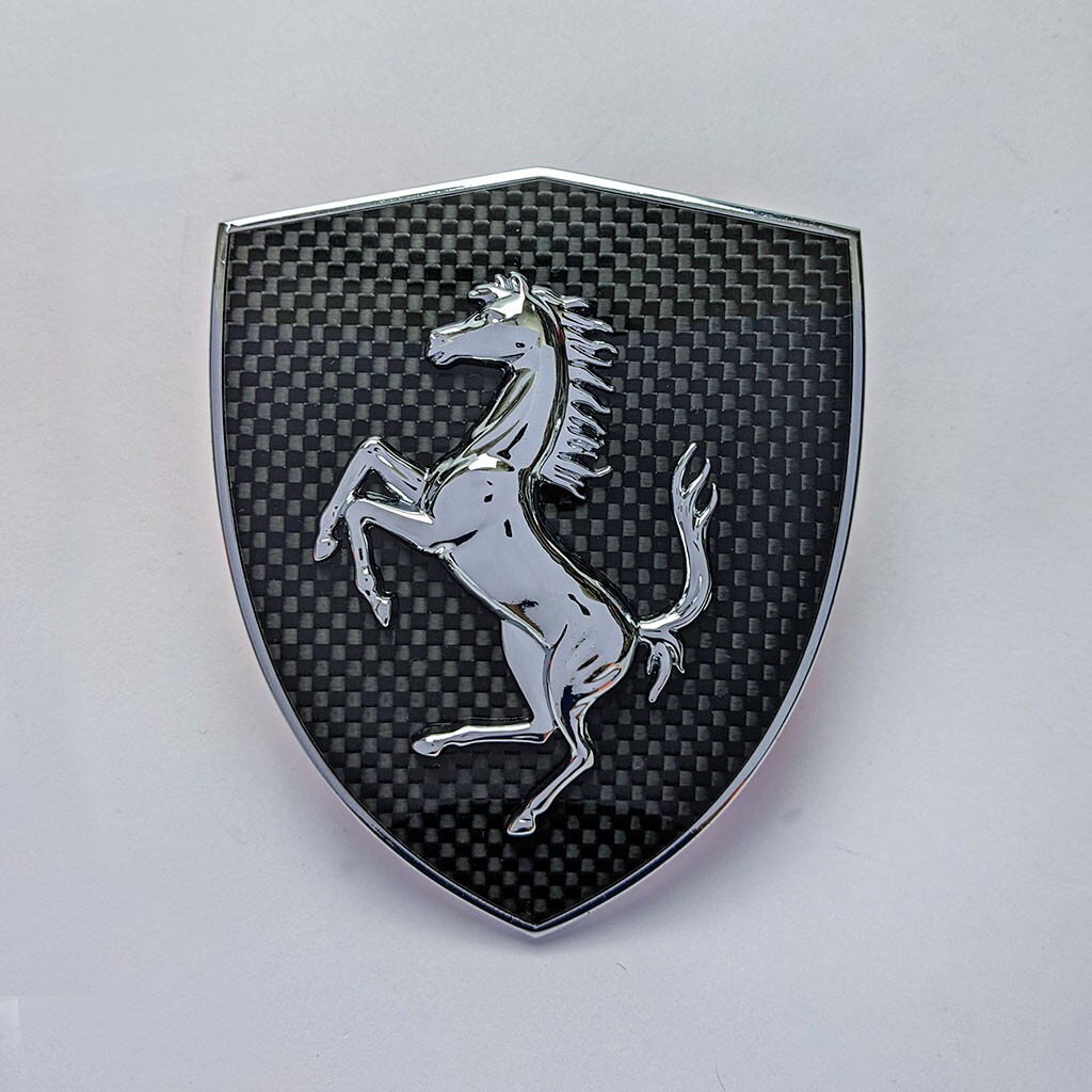 New Ferrari Roma & Spider Carbon Fiber Fender Shield Badges (Set of 2)