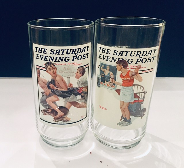 The Saturday Evening Post Norman Rockwell Drinking Glasses Collectible