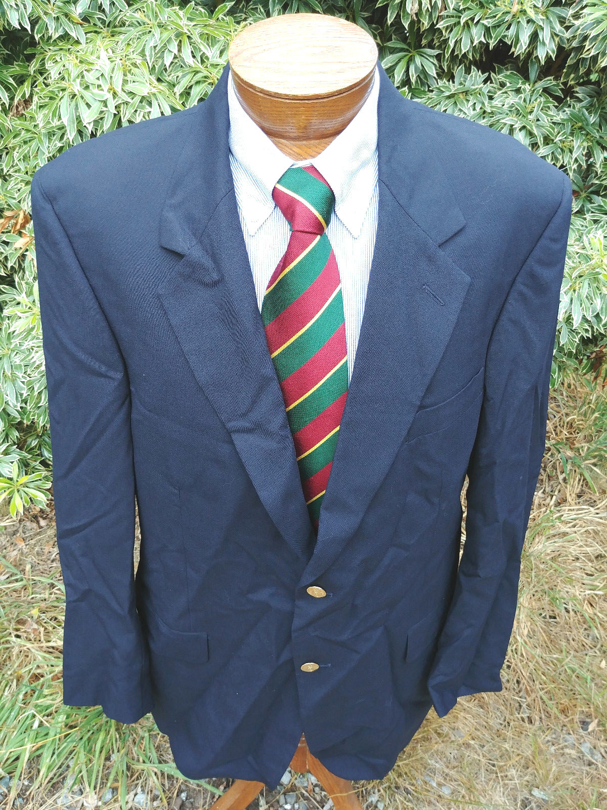 FILA Giacca cappotto sportivo blazer uomo 44 L Savile Row 2 bottoni oro blu scuro