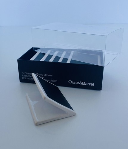 Mini Ceramic Chalkboard Stands Crate&Barrel Set of 6 NIB charcuterie Table Numbr - Picture 5 of 11