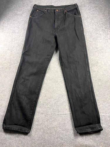 Pantalones de mezclilla para hombre Wrangler W36 L34 negros corte vaquero calce relajado cremallera mosca algodón - Imagen 3 de 8