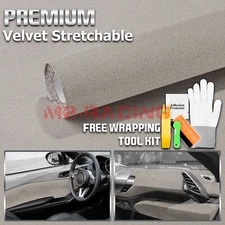 Velvet Stretchable Storm Gray Suede Textured Car Vinyl Wrap Sticker Decal Sheet
