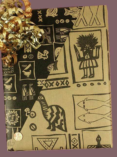 Africa Art Gift Wrap - Wrapping Paper - Reversable - 24" wide x 6' long roll