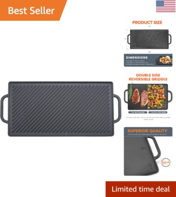 High-Quality Cast Iron Flat and Ribbed Grill Griddle for Enhanced Cooking