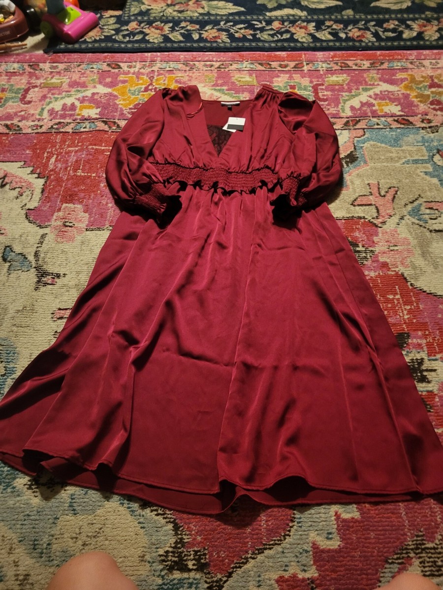 eloquii formal dresses NEW NWT Womens formal Plus smocked waist midi dress maroon 20 Eloquii  Elements