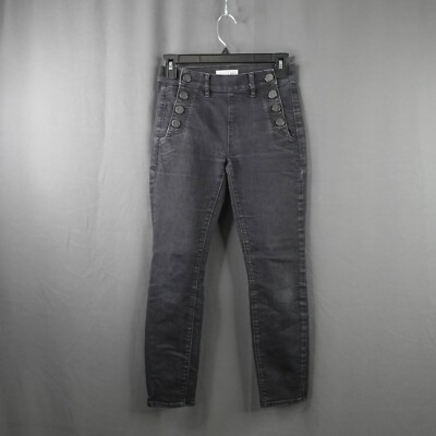 LOFT Womens Jeans 00 Black Skinny High Rise Button Fly Edgy Indie Grunge Goth