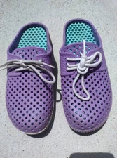 Sz 6 Cromer Resortwear Womens Purple Blue Slip on Clogs w/ Laces Water Garden