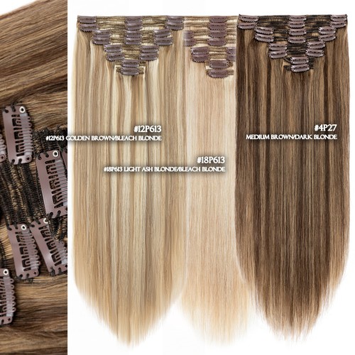 USA Clip In Remy Real 100% Human Hair Extensions Full Head Highlight Double Weft - Picture 23 of 48