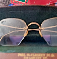 Antique 1/10 12k Gold Eyeglasses Semi Rimless Frames Spectacles in Case