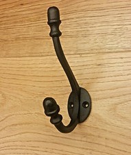 ANTIQUE VINTAGE STYLE CLASSIC CAST IRON COAT HOOK Acorn Double Black