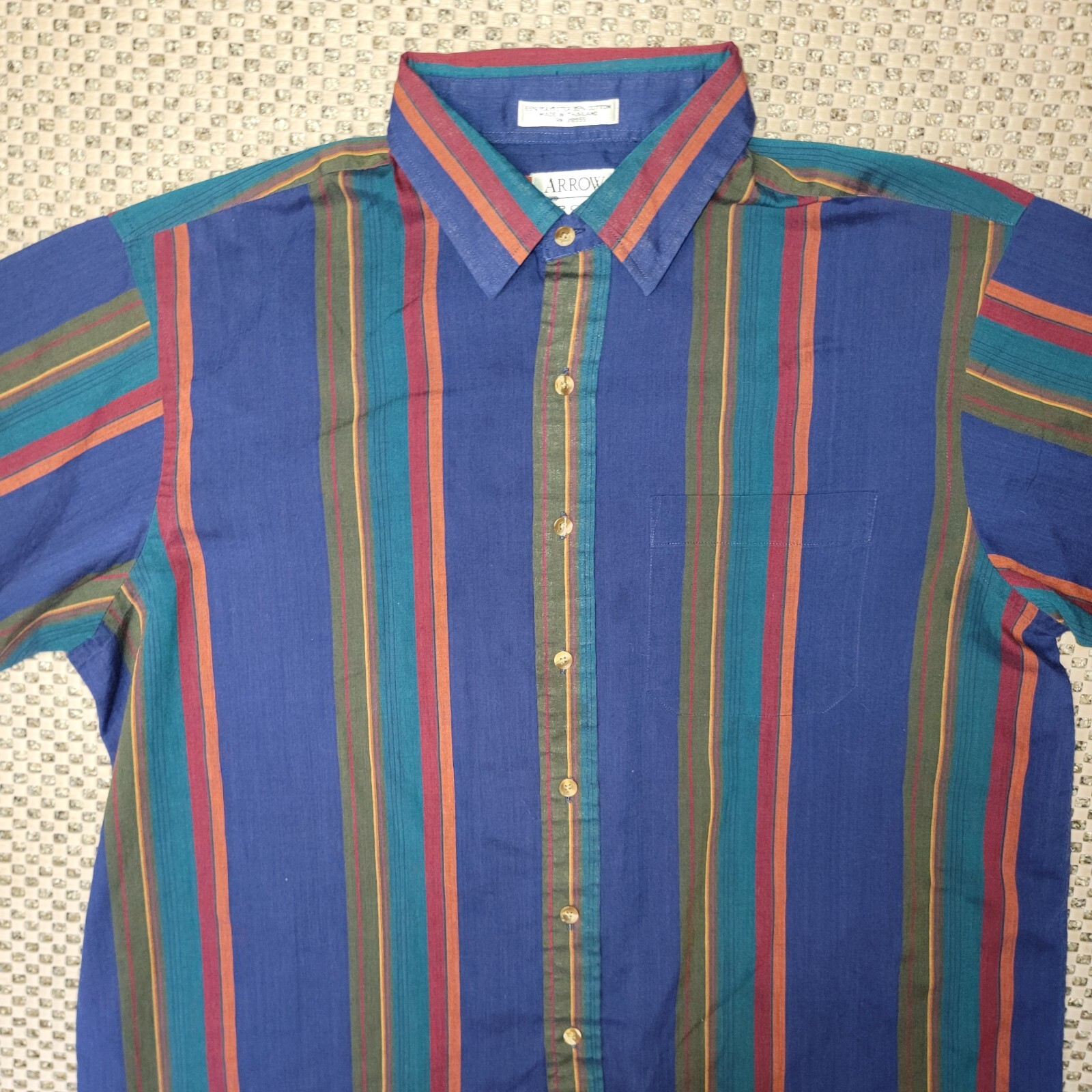 Arrow Multicolored Striped Button Down Shirt Sz. … - image 2