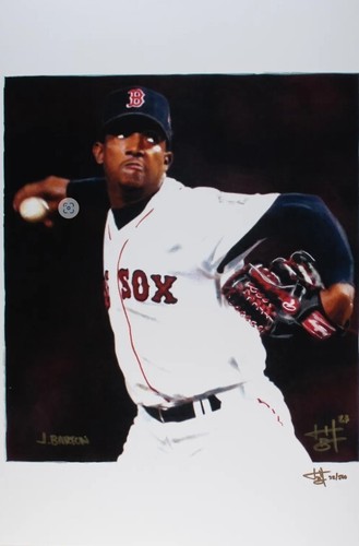 Josh Barton-PEDRO MARTINEZ Red Sox 12x18 Limited Edition Lithograph #32/500 - 第 1/2 張圖片