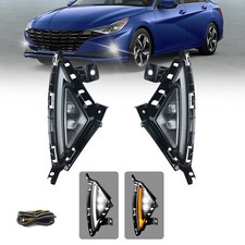 Pair For 2021-2023 Hyundai Elantra 4DR Sedan LED Fog Lights Bumper Lamps+DRL