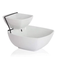 Chip and Dip Set 2-Tier Bowls with Stand Party Food Server Display