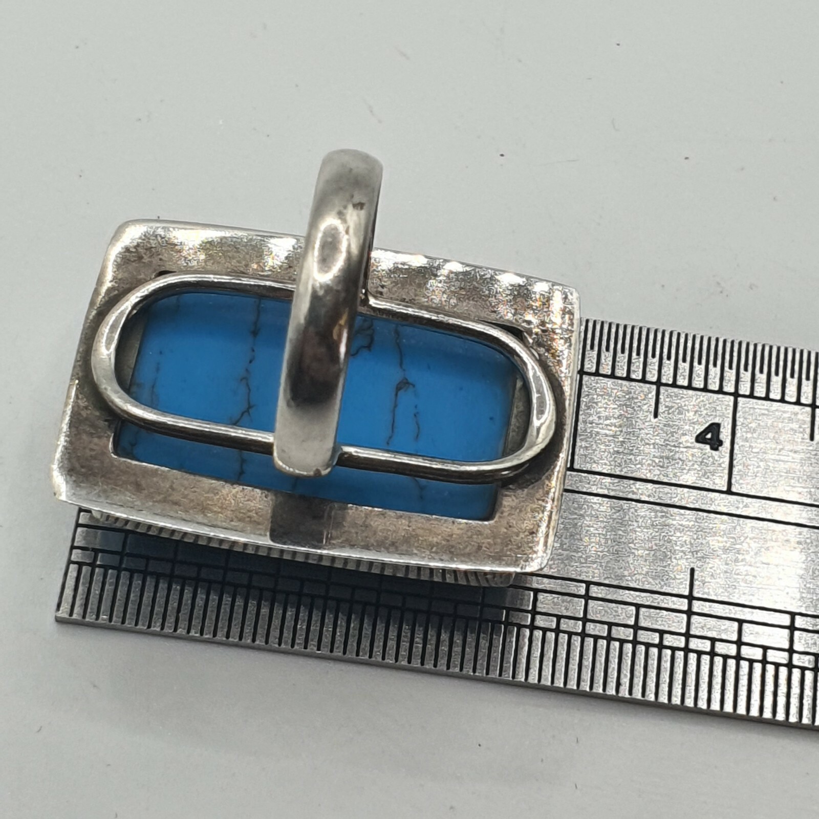 Photo 11 of Sterling Silver Faux Turquoise Ring, Large Size, Uk Ring Size L , R157