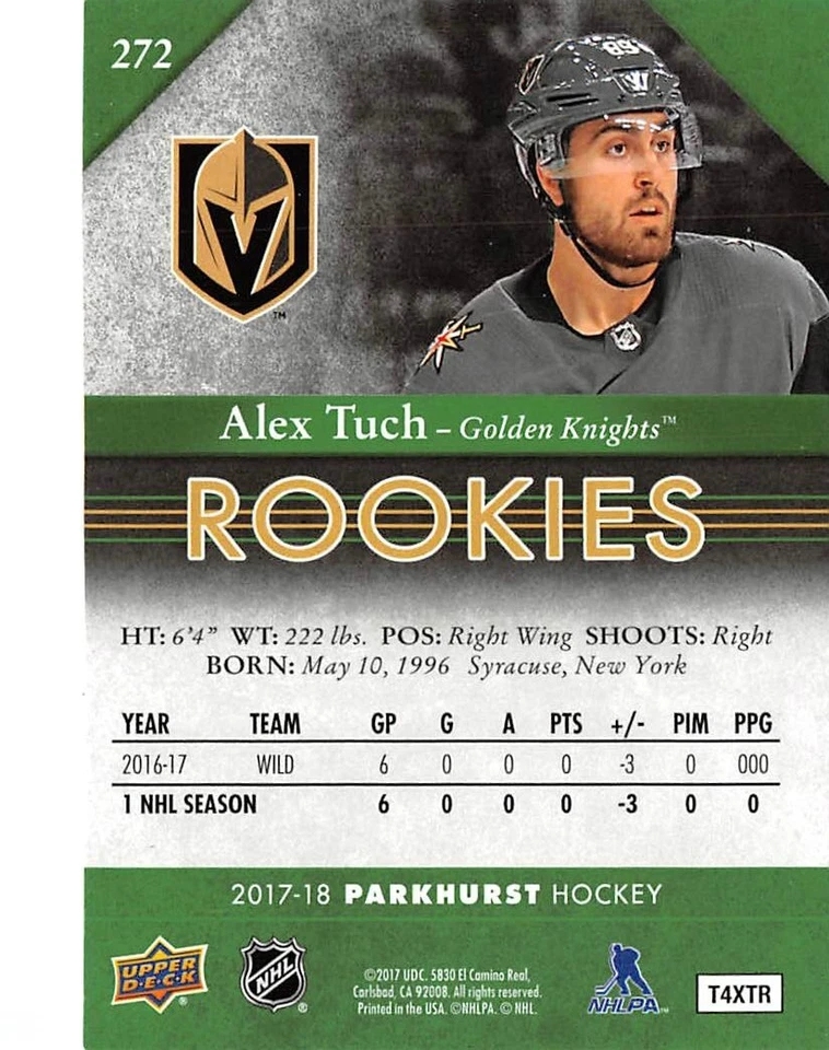 2017-18 Parkhurst #272 Alex Tuch RC - Image 3 of 3
