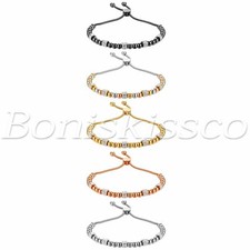 Slim Stainless Steel Rhinestone Freely Adjustable Beaded Bracelets For Women
