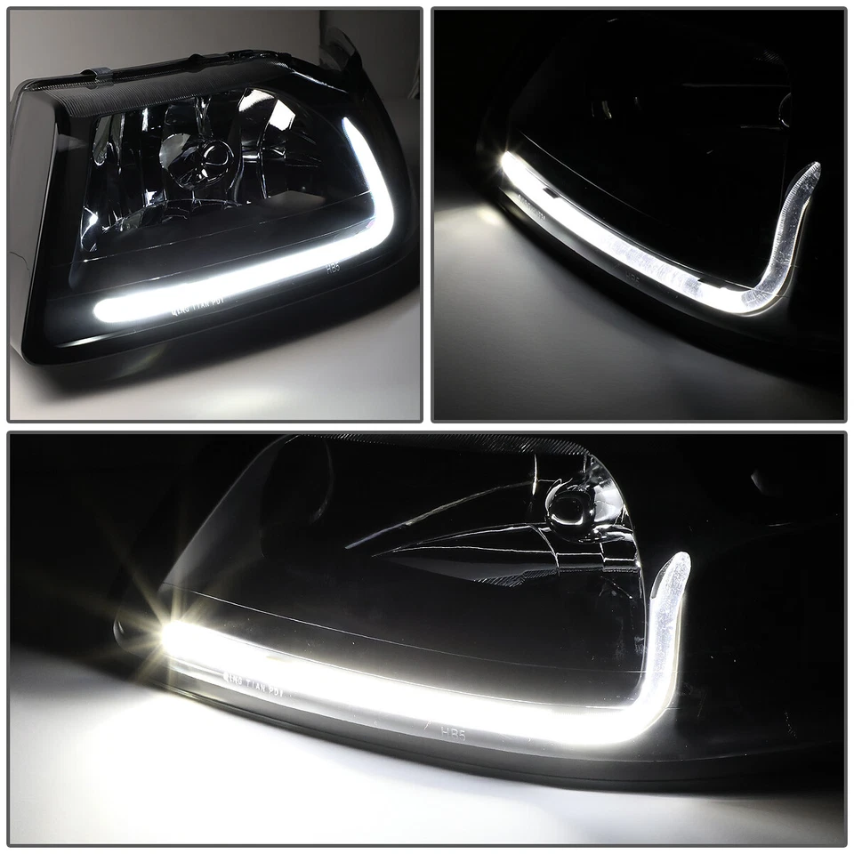 PARA FORD MUSTANG 1999-2004 CARCASA NEGRA ÁMBAR FARO/LÁMPARA ESQUINA CON LED DRL Foto 3 de 4