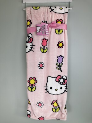 Hello Kitty Pastel Pink Plush Throw Blanket 50x70in Easter Spring Flower New