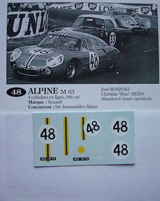 TOPMODEL TMC259 Scale 1/43 | RENAULT ALPINE M63 N 48 LE MANS 1963 BLUE MET