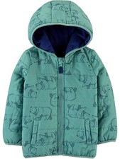 Baby Boys' Puffer Jacket Green Bear 4T