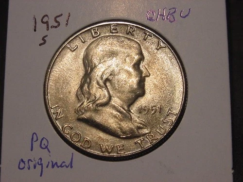 1951-S FRANKLIN HALF CHOICE BU ORIGINAL COLOR POPULAR BETTER DATE SHIPS FREE